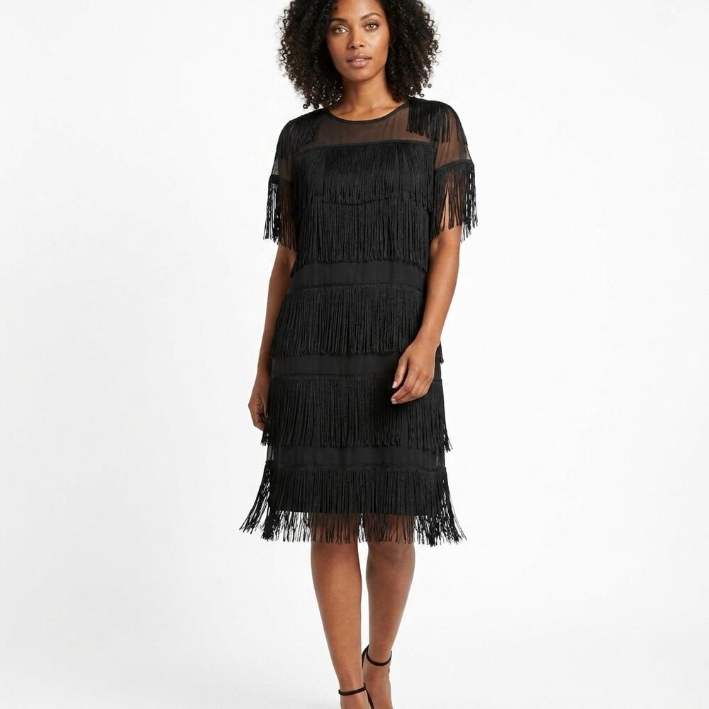 NWT Asos Black Knee Length Lined Dress Women Size 14 - Picture 1 of 13